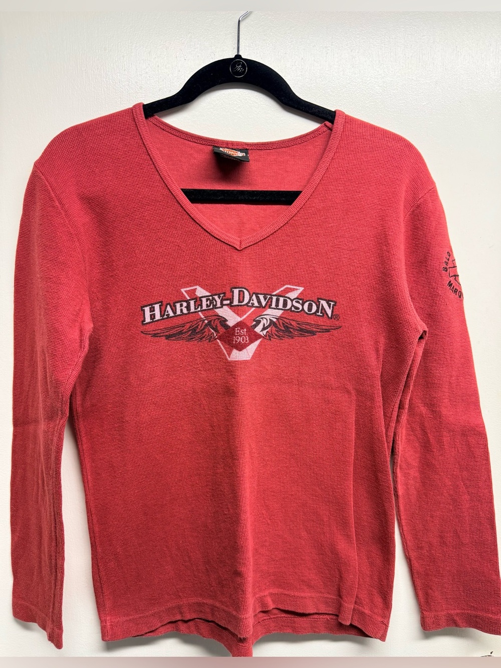 Harley-Davidson Women's Long Sleeve Graphic Tee Waffle Knit Size Small